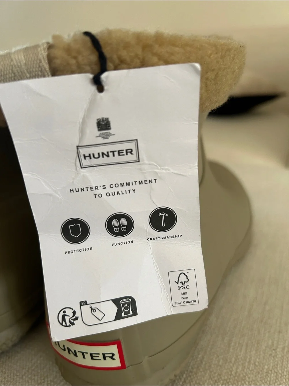 Hunter Women’s In/Out Faux Shearling Lined Boot, Allo Tan, Size UK9/US11, NWT